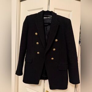 Zara Black tweed blazer with Gold Buttons